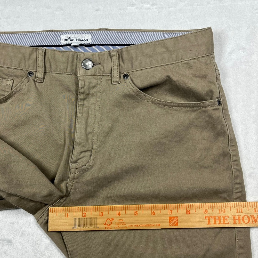Peter Millar Signature Sateen Five-Pocket Pants Mens 32x33 Khaki ME0B39 *Flaw - Picture 16 of 16